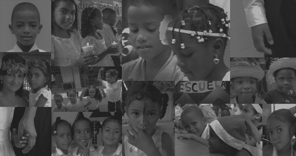 Mosaico de fotos de los niños de la guardería